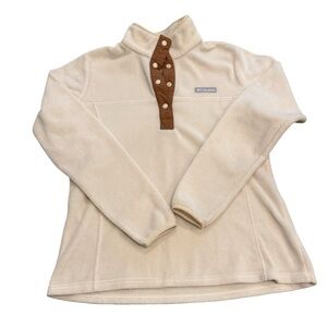 Columbia Cream Fleece Snap Button Henley Pullover Small